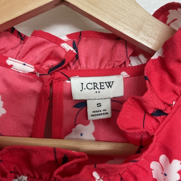 J. Crew Vibrant Red Floral Blouse - Picture 4 of 6